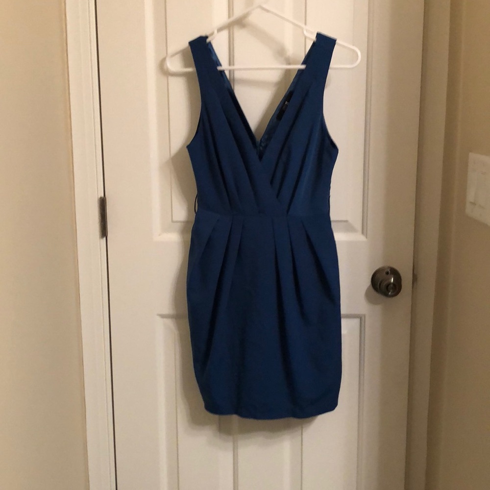 Dark Blue/Dark Teal V Neck Cocktail Dress